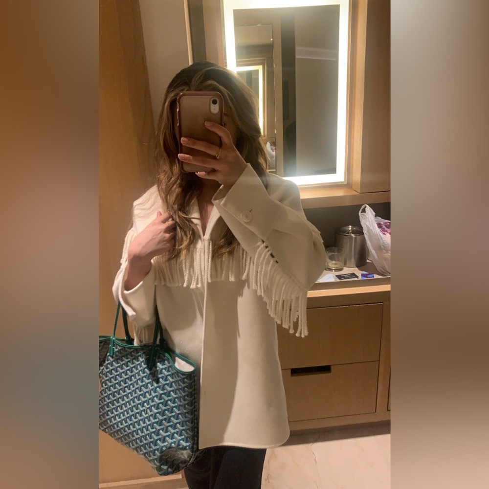 $200 v n no Sandro Cream Fringe Jacket